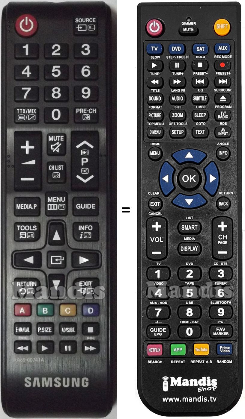 Télécommande équivalente Samsung AA59-00741A