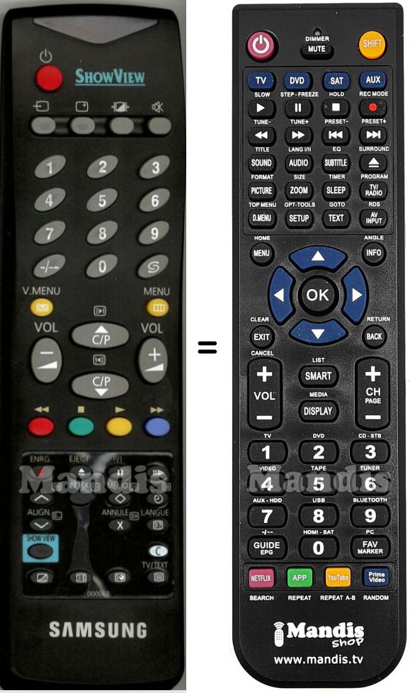 Gleichwertige Fernbedienung Samsung 00006B