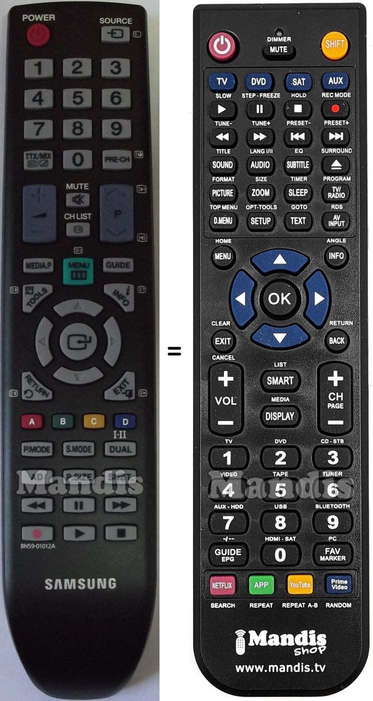 Gleichwertige Fernbedienung Samsung BN59-01012A