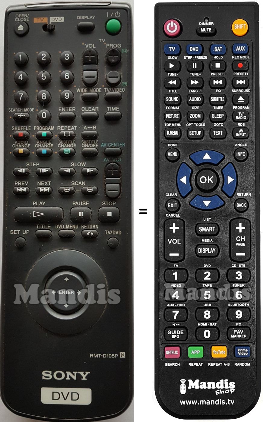 Télécommande équivalente RMTD105P