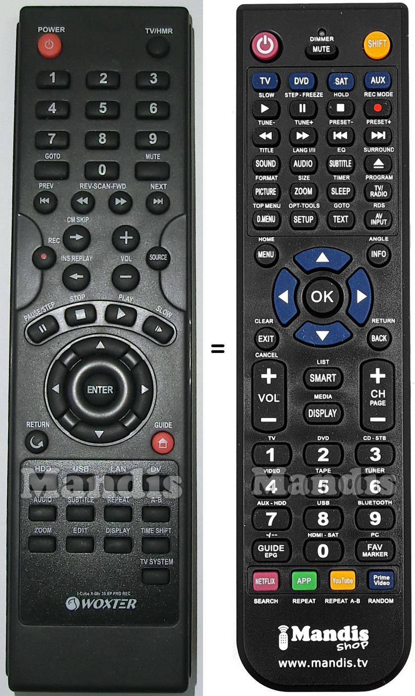 Replacement remote control Woxter ICUBEXDIV35XPPROREC