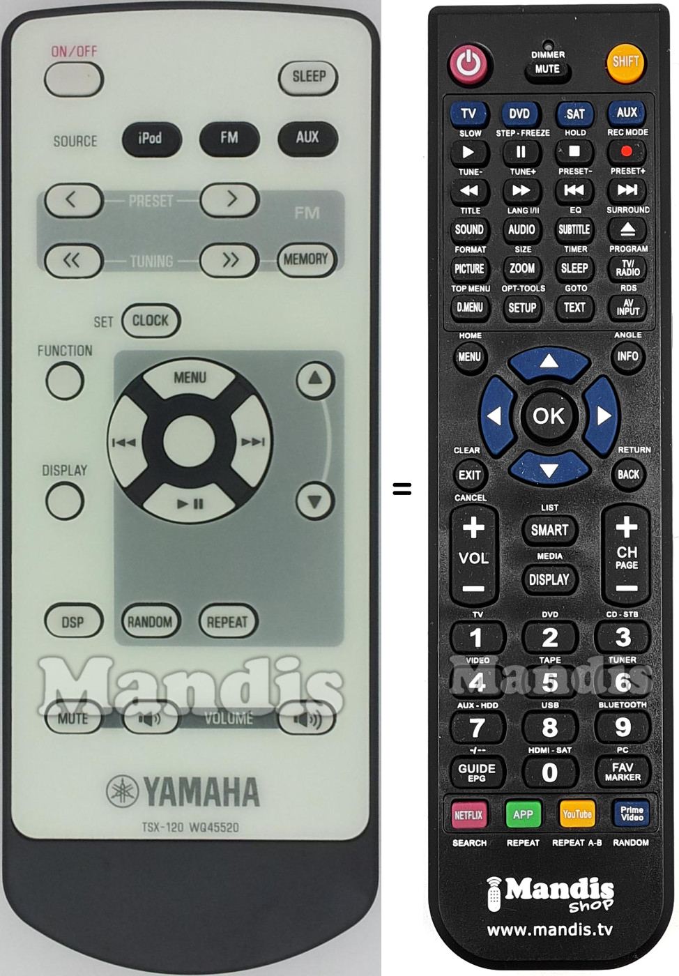 Replacement remote control Yamaha WQ455200