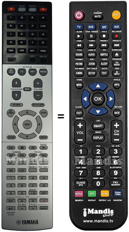 Replacement remote control Yamaha RAV506