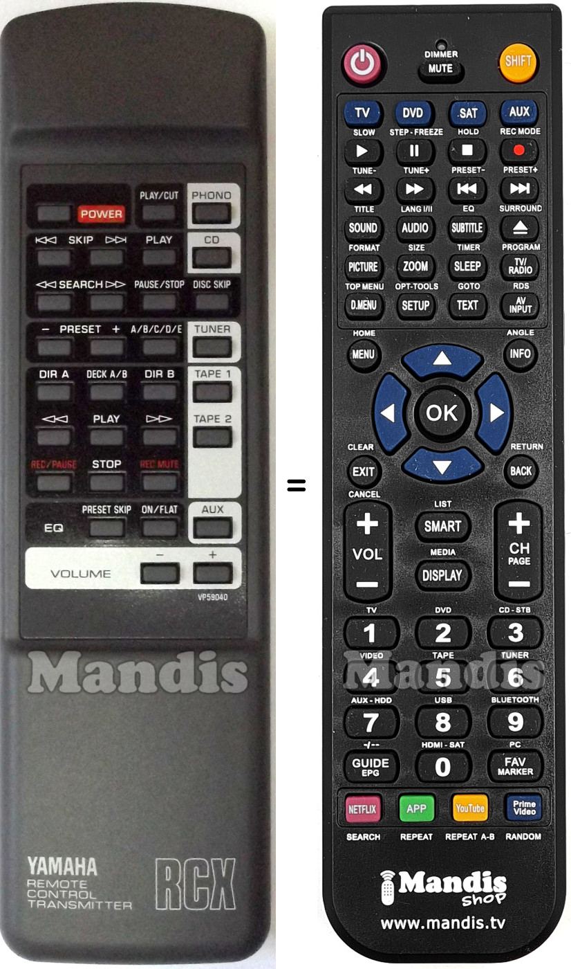 Replacement remote control Yamaha VP590400