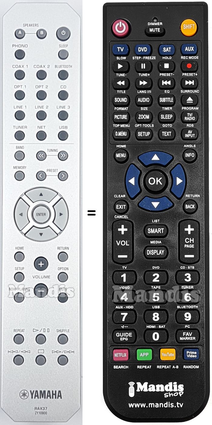 Replacement remote control Yamaha ZY10900