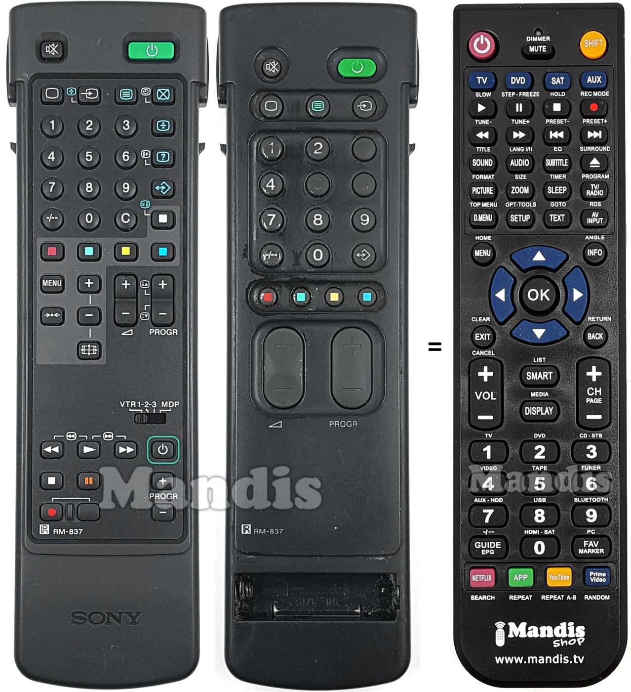 Replacement remote control Sony RM-837