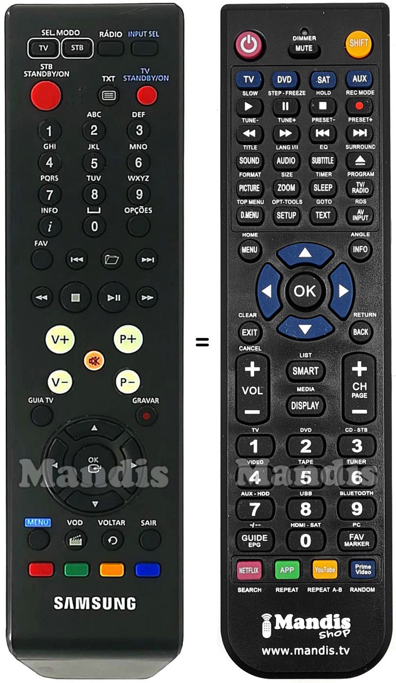 Télécommande équivalente Samsung SMT-S5240