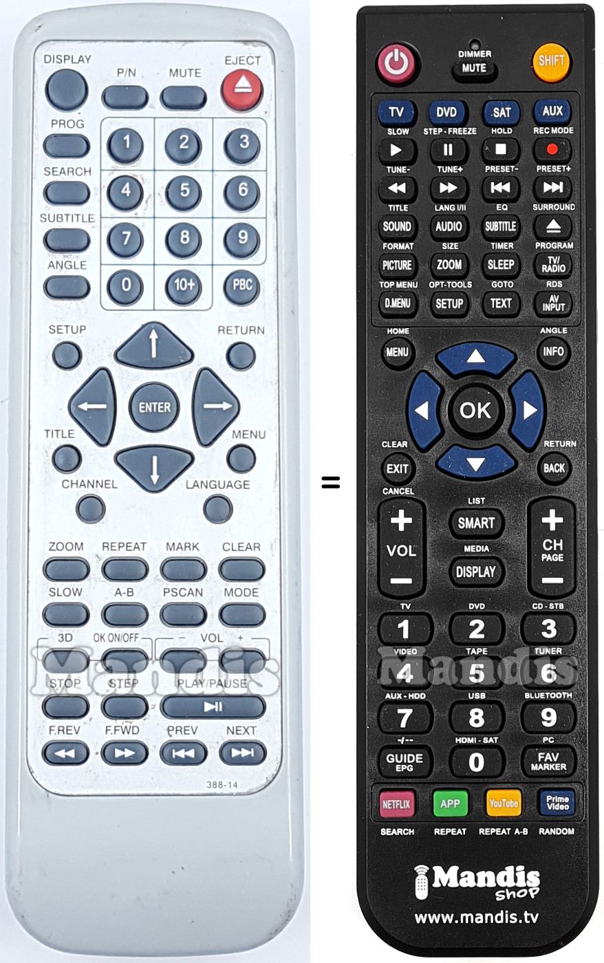 Replacement remote control 388-14