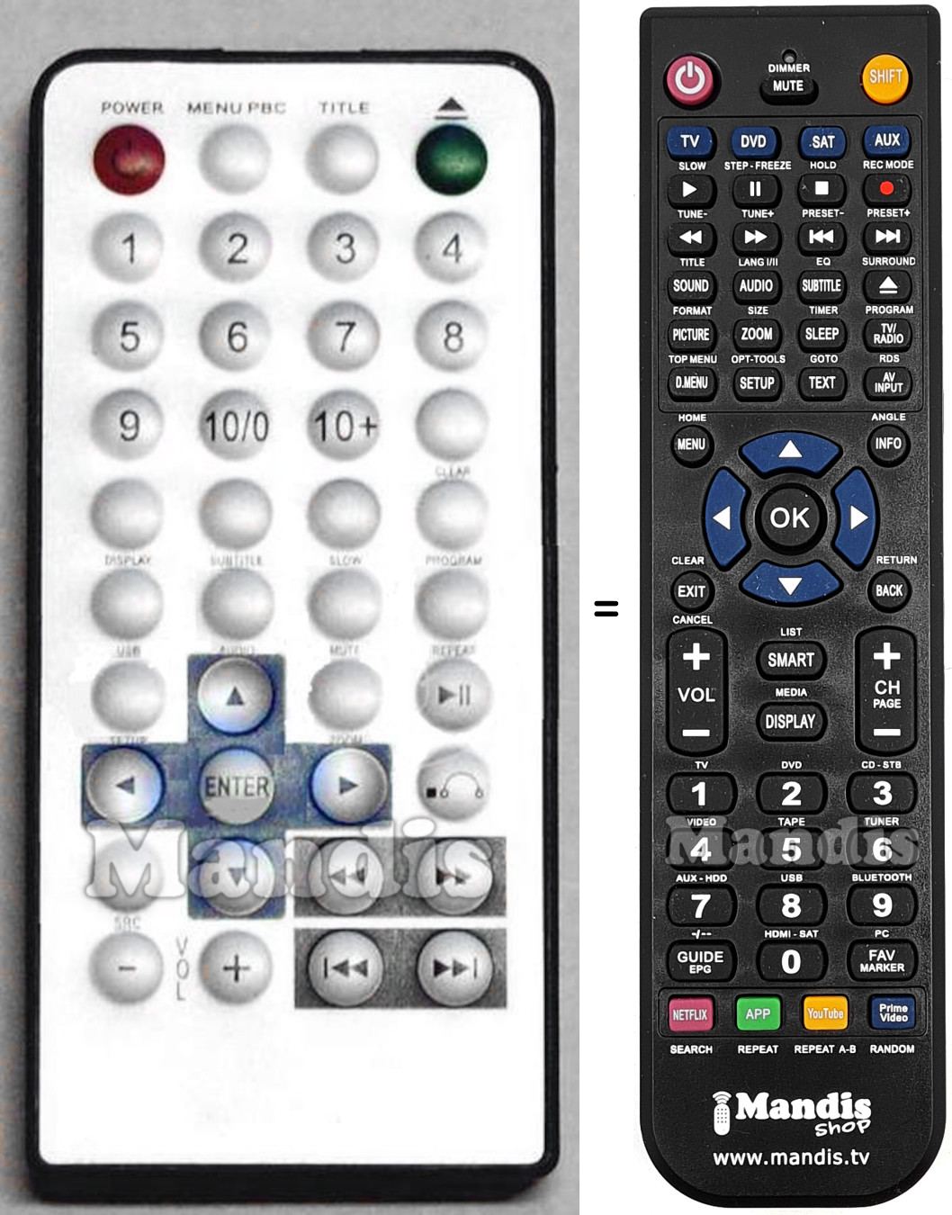 Replacement remote control DIGITAL DYNAMIC DVP1000