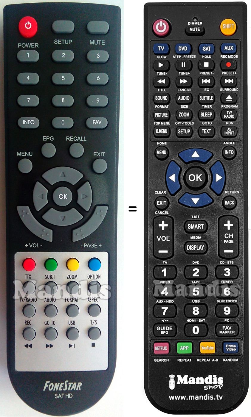Télécommande équivalente Fonestar RDS-583WHD