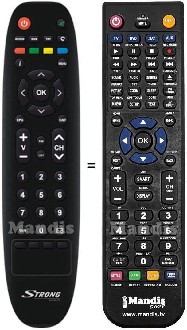 Télécommande équivalente Strong SRT 8505