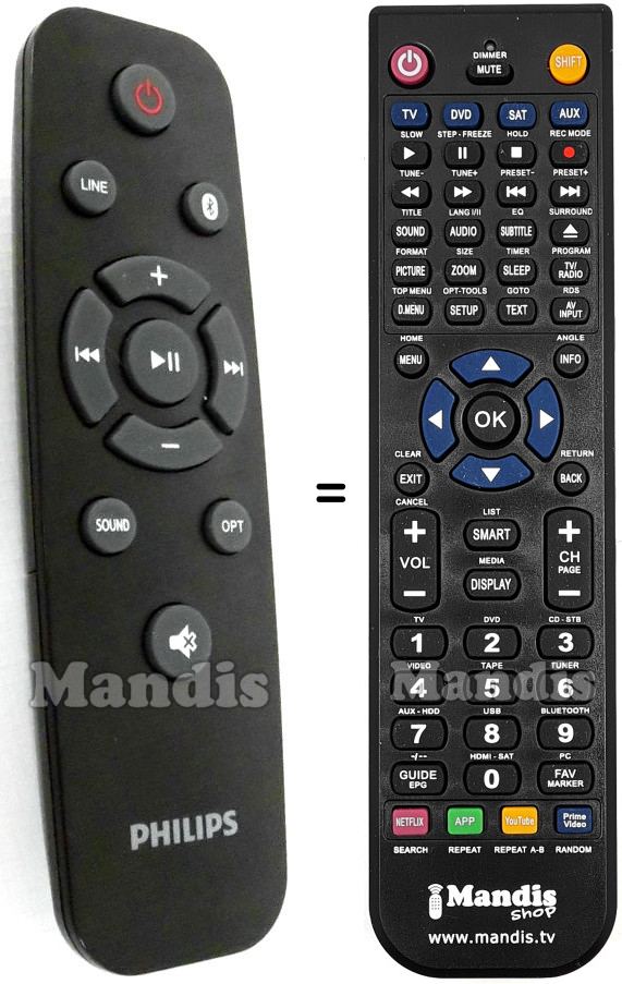 Télécommande équivalente Philips HVS50428