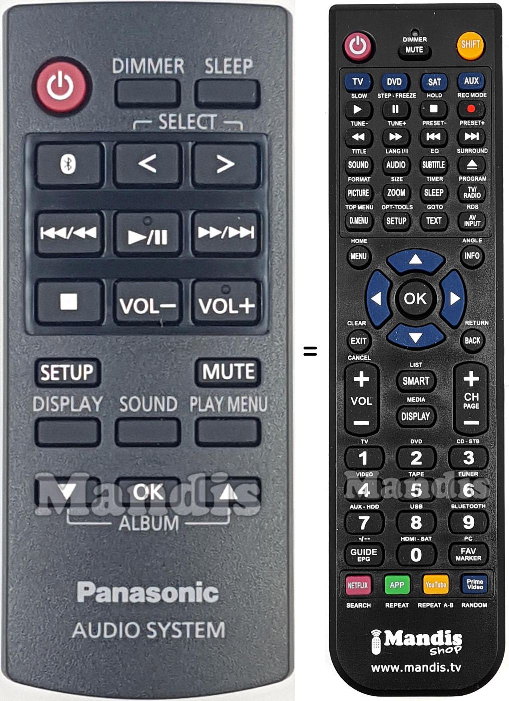 Télécommande équivalente Panasonic HVS50403