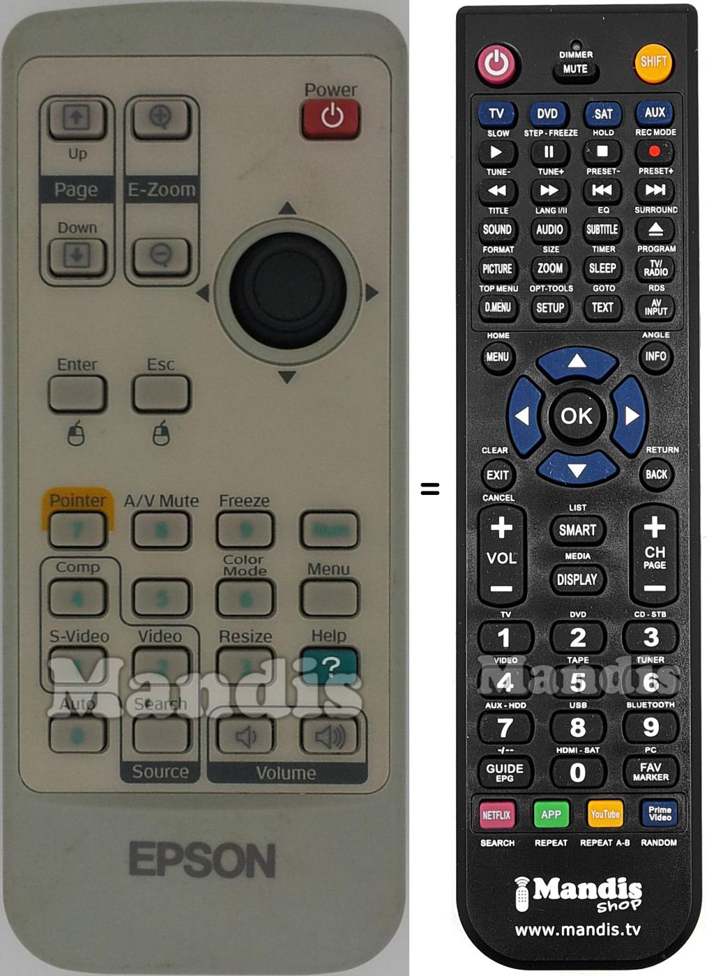 Télécommande équivalente Epson EMP-S4