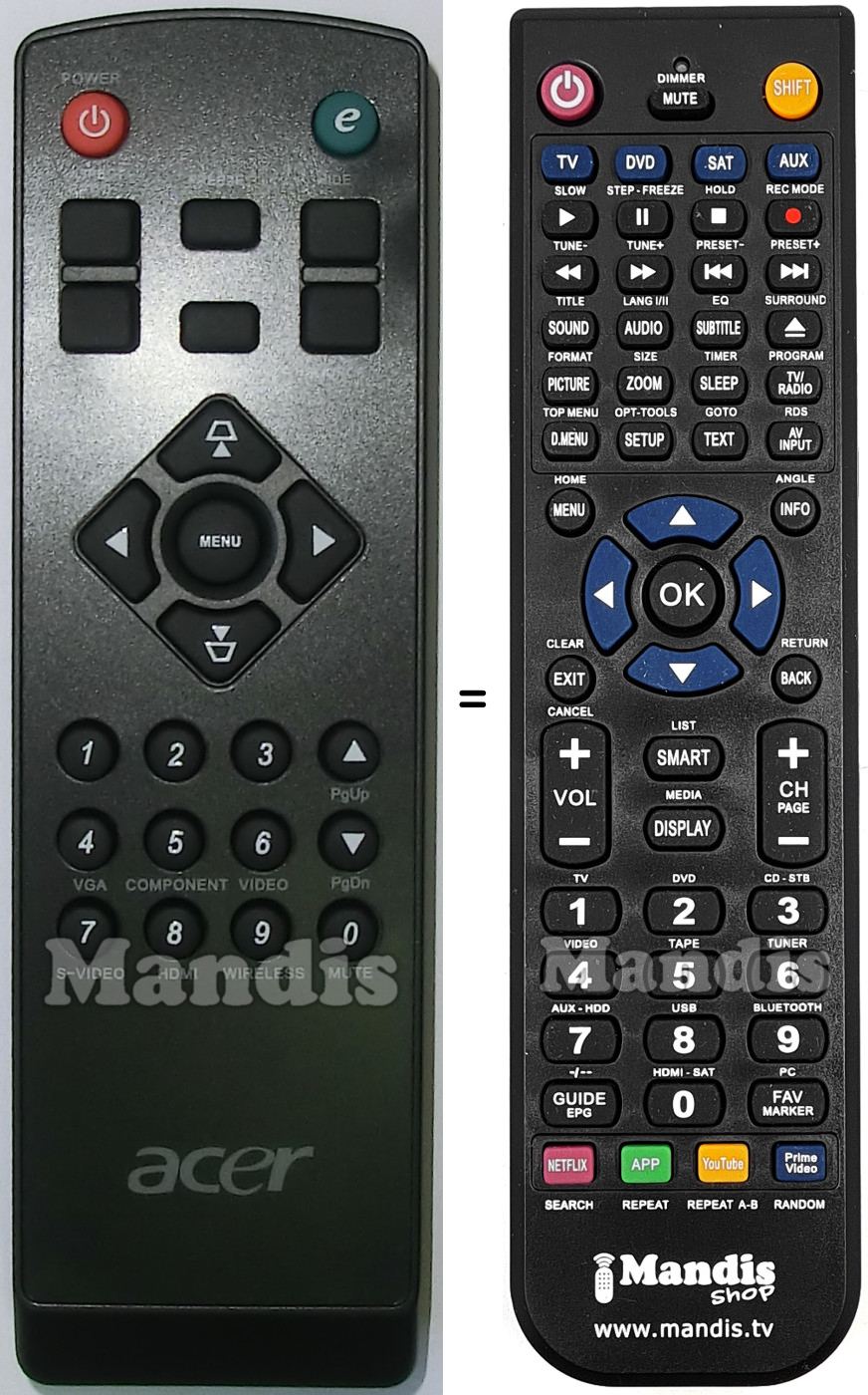 Télécommande équivalente Acer X1130P