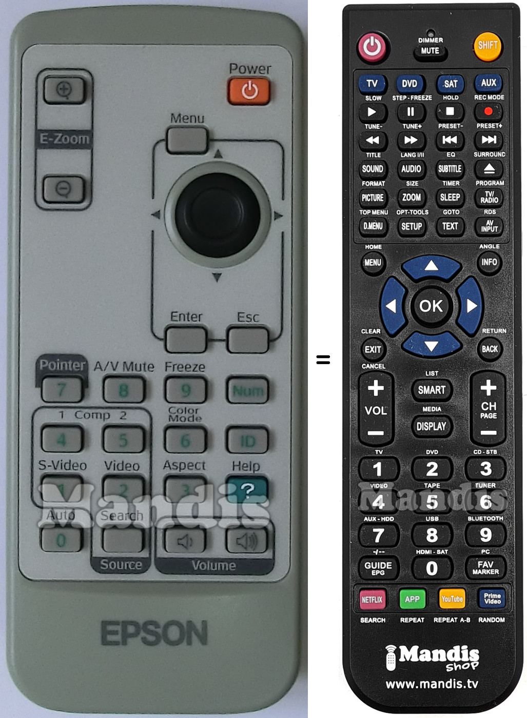 Télécommande équivalente Epson EMP-6110