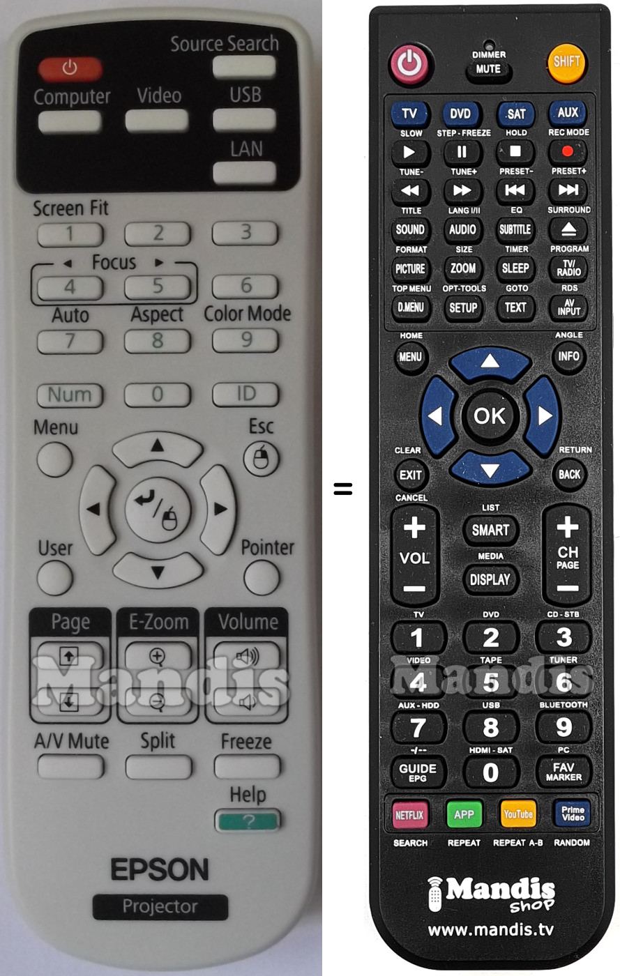 Télécommande équivalente Epson EB-1751