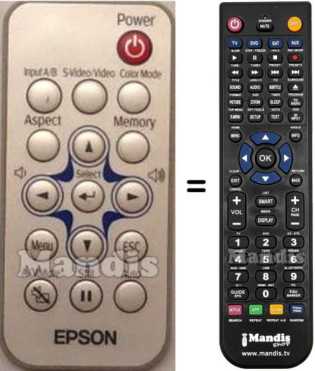 Télécommande équivalente Epson EMP-TW10H