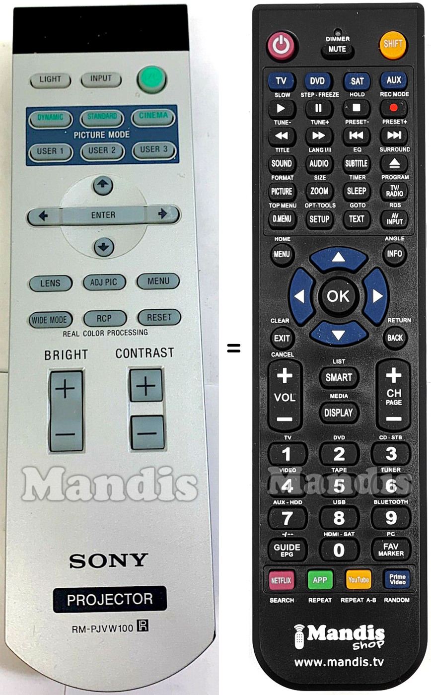 Télécommande équivalente Sony RM-PJVW100