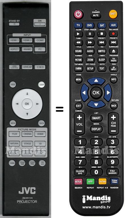 Replacement remote control JVC RM-MH12G