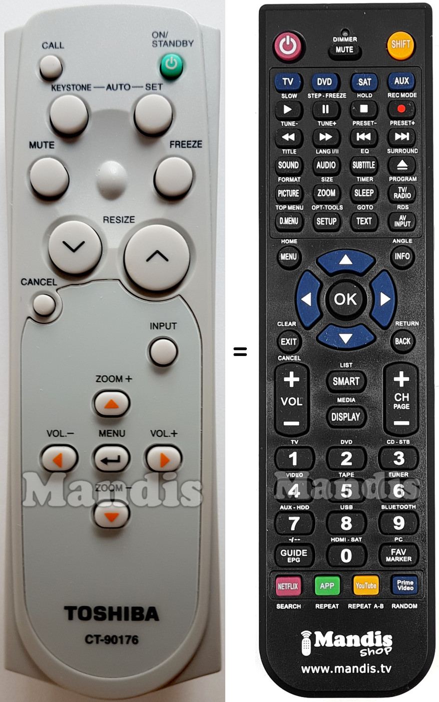 Replacement remote control Toshiba CT90176