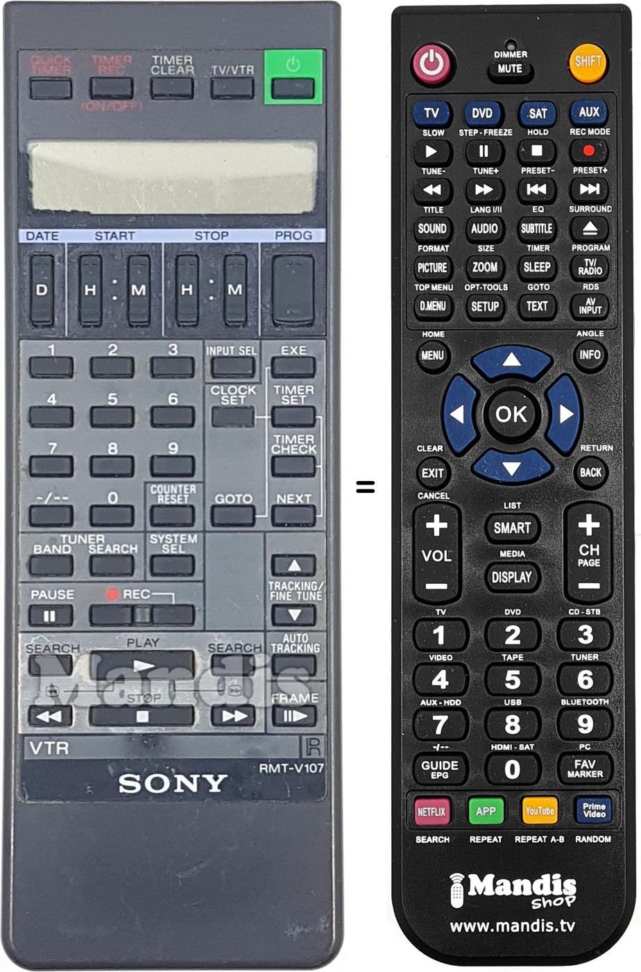 Télécommande équivalente RMT-V107