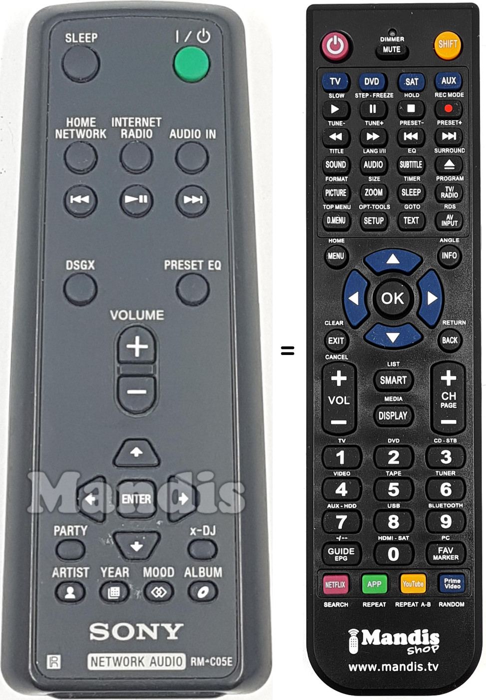 Télécommande équivalente RM-C05E