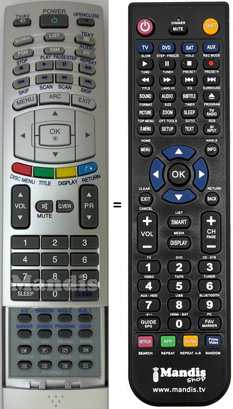 Télécommande équivalente LG 6710900011X