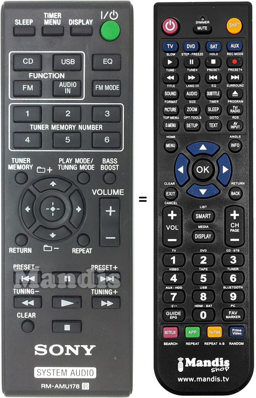 Gleichwertige Fernbedienung Sony RM-AMU178
