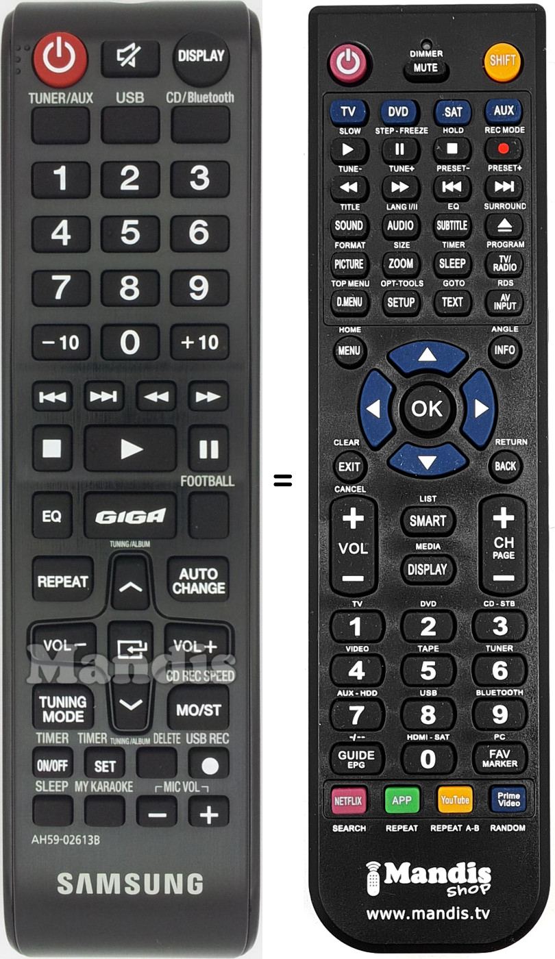 Télécommande équivalente Samsung AH59-02613B