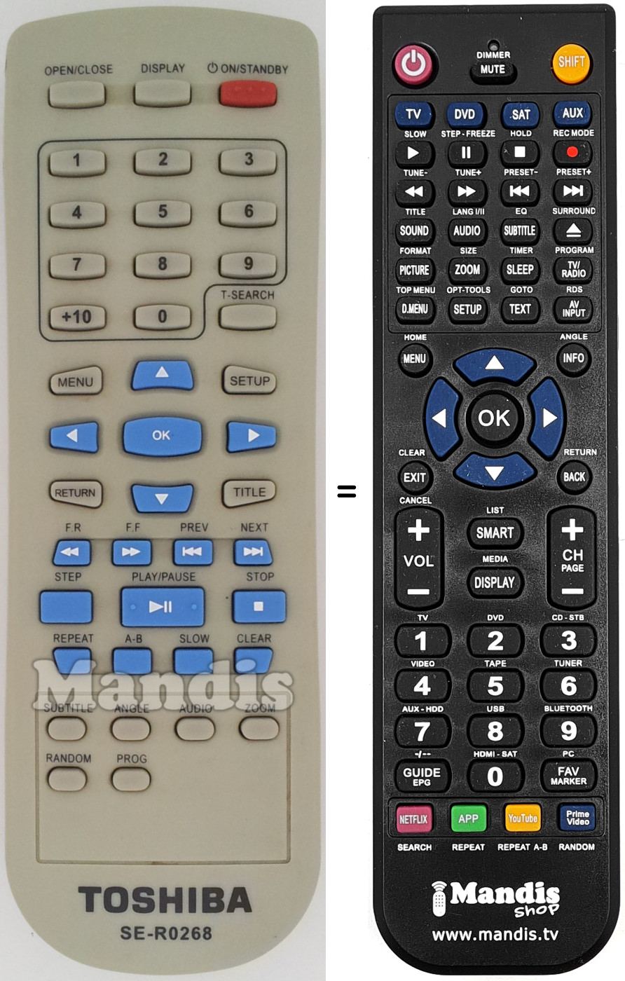 Télécommande équivalente Toshiba SE-R0268