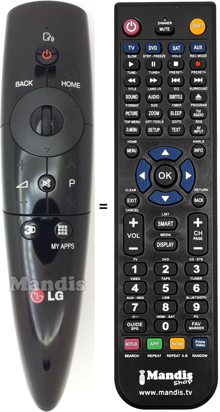 Télécommande équivalente LG AKB73795401