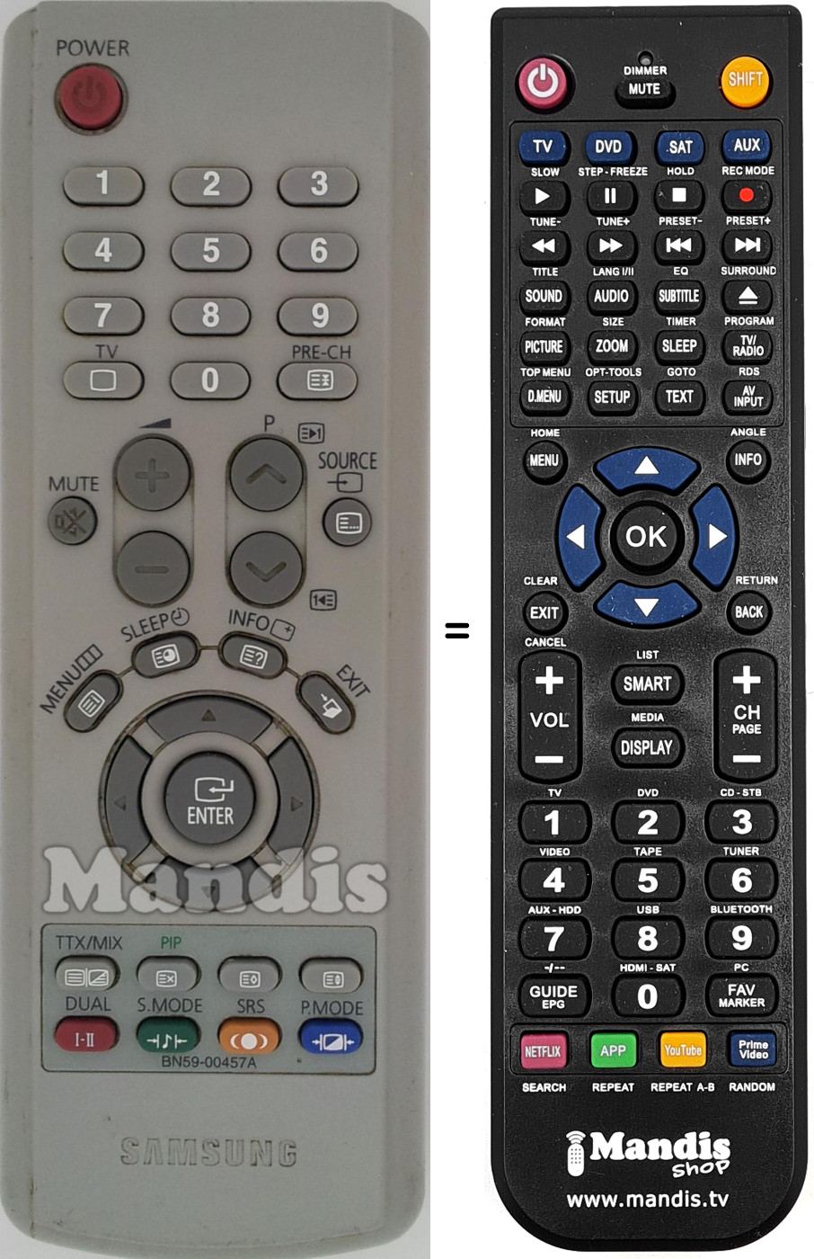 Replacement remote control Samsung BN59-00457 A