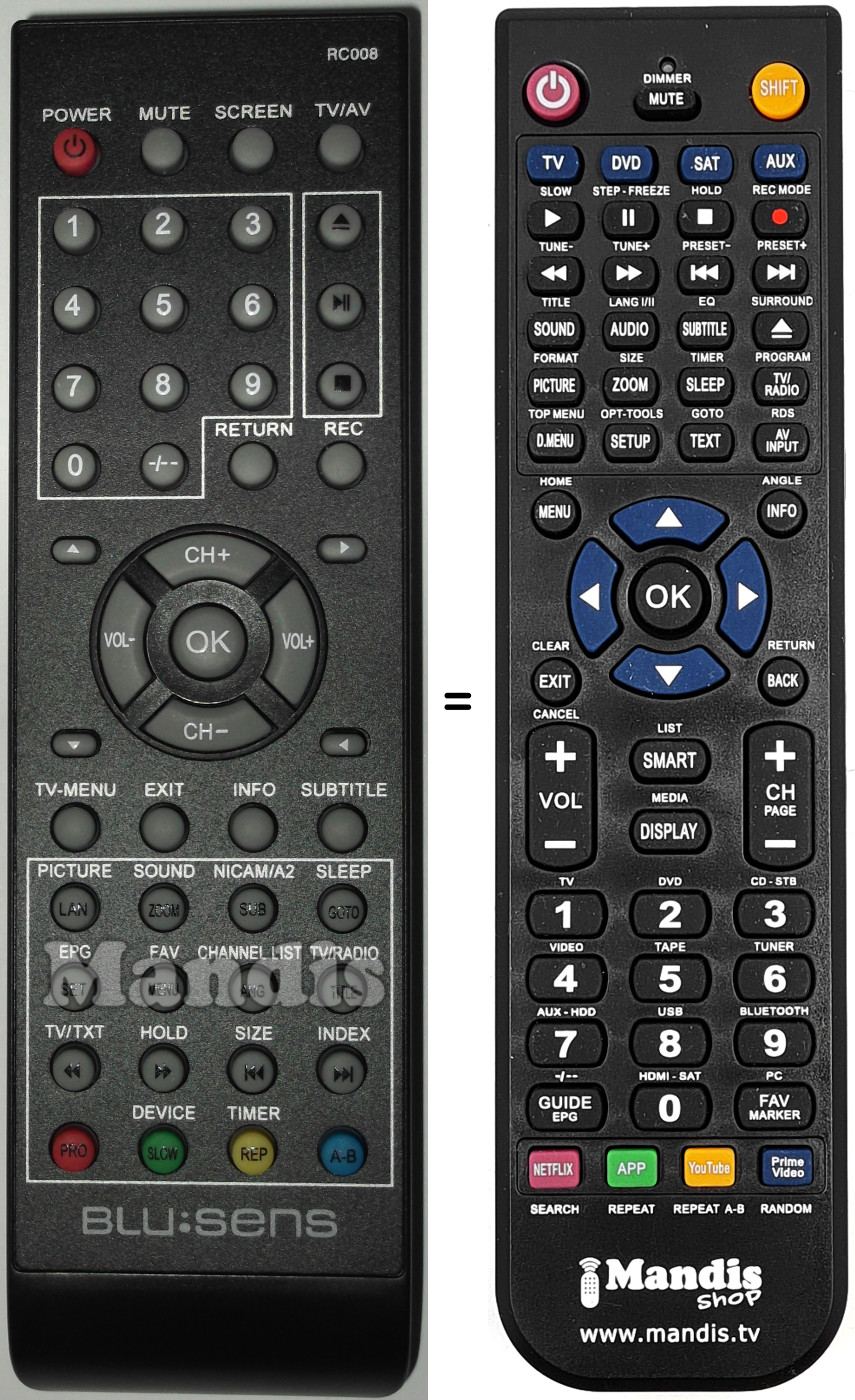 Télécommande équivalente RC008