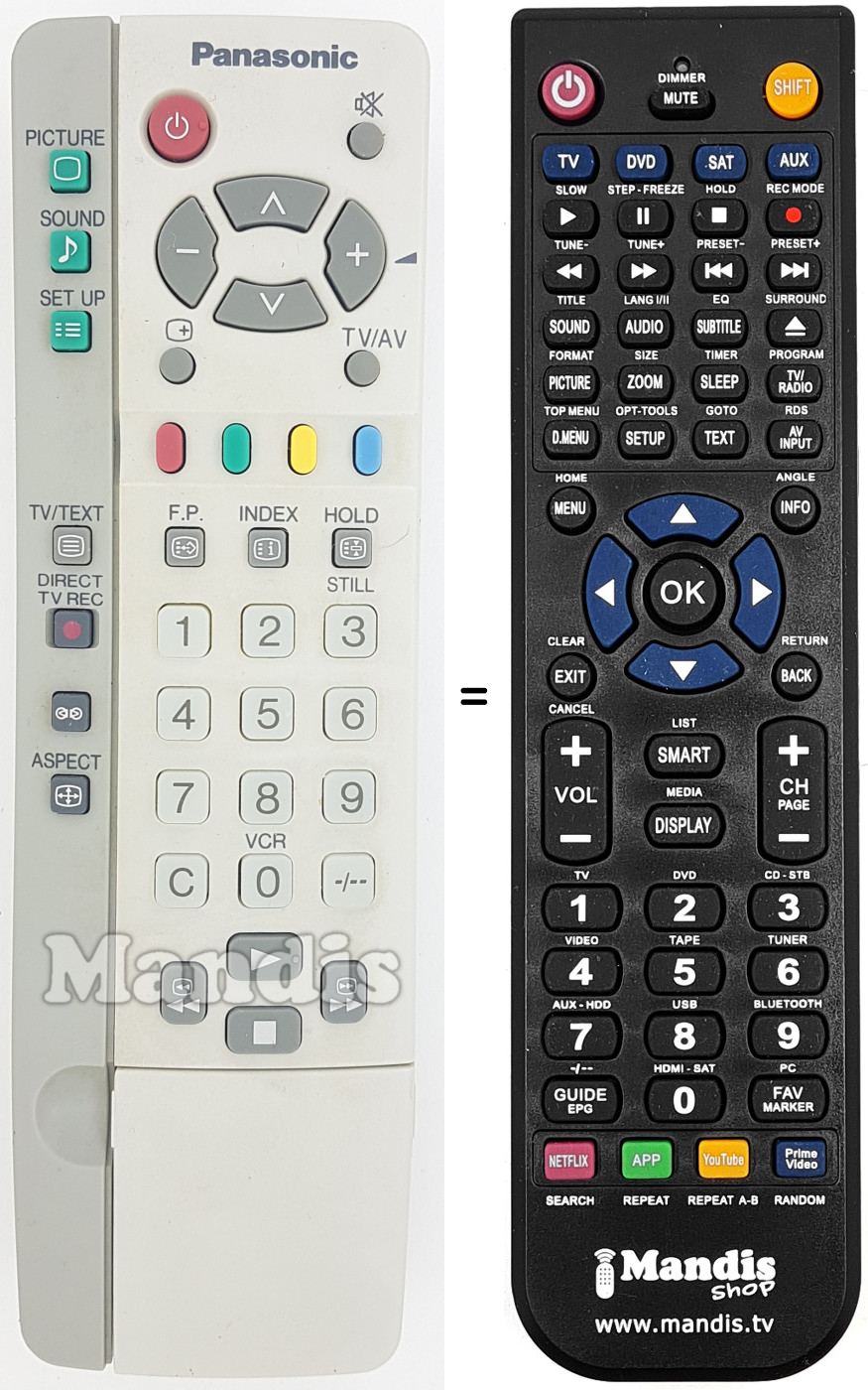 Gleichwertige Fernbedienung Panasonic EUR511212A