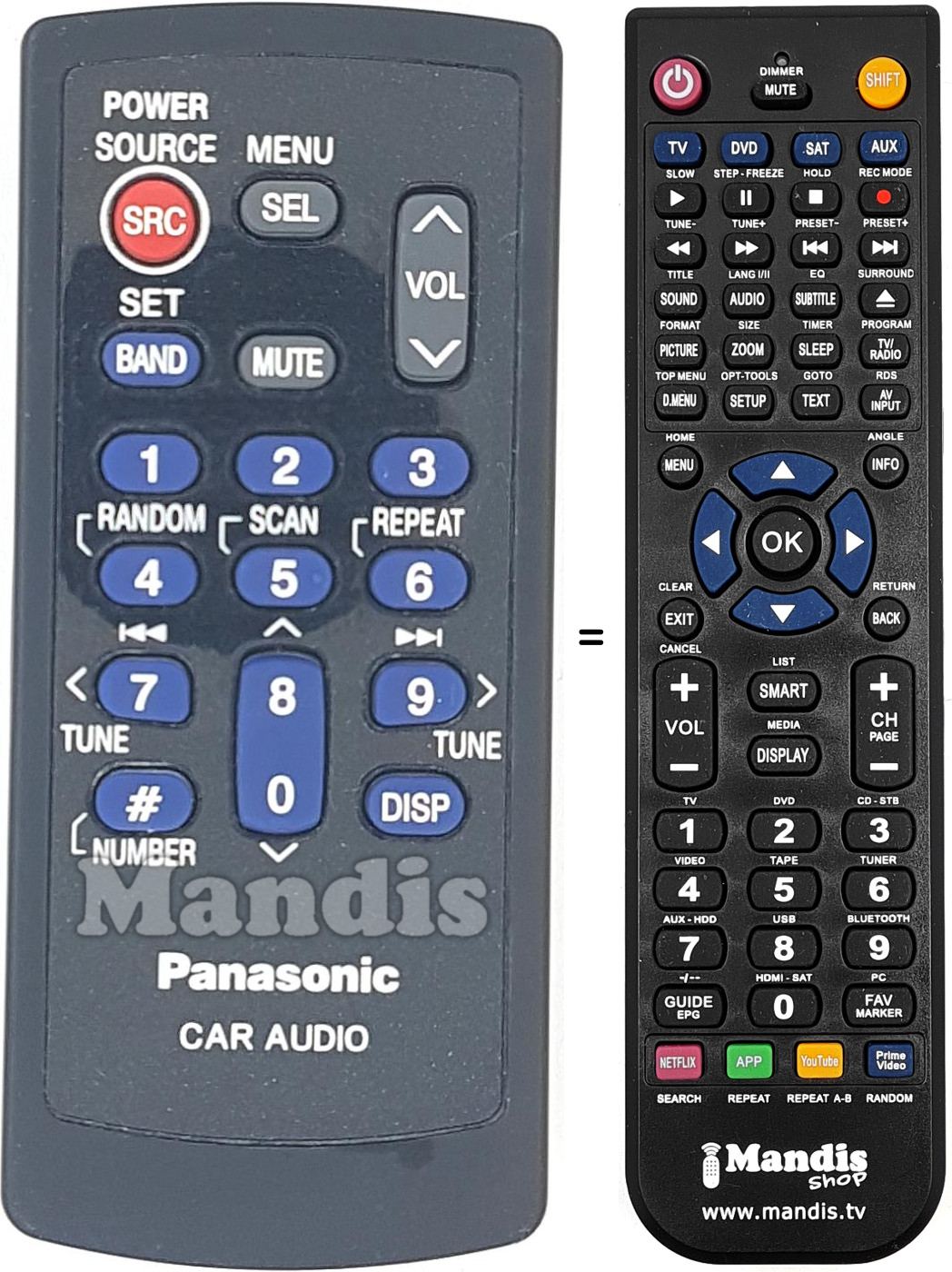 Gleichwertige Fernbedienung Panasonic EUR7641010