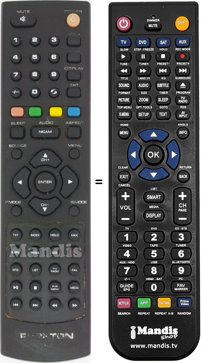 Télécommande équivalente PEEKTON IR19LC179DVDB