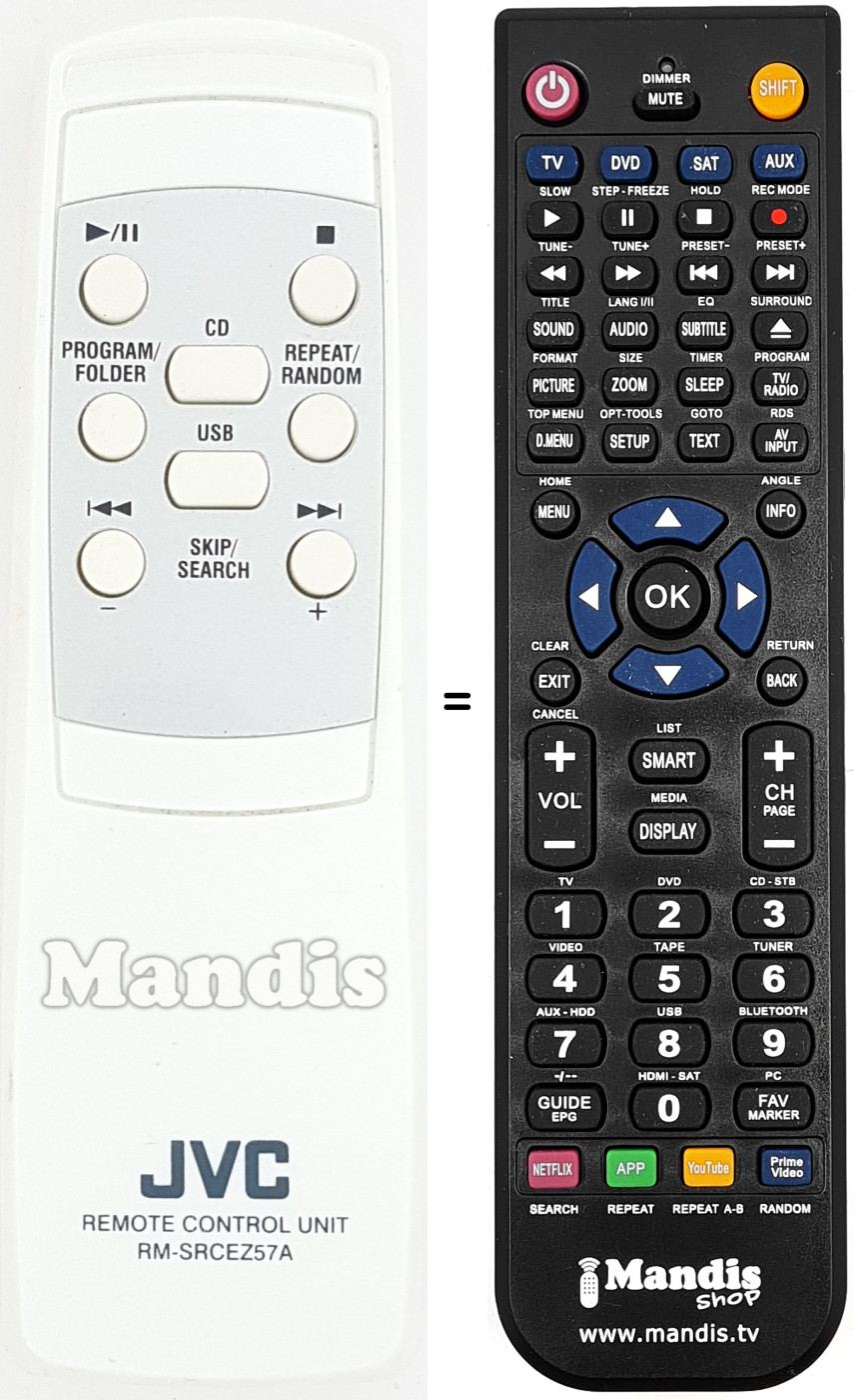 Gleichwertige Fernbedienung JVC RM-SRCEZ57A