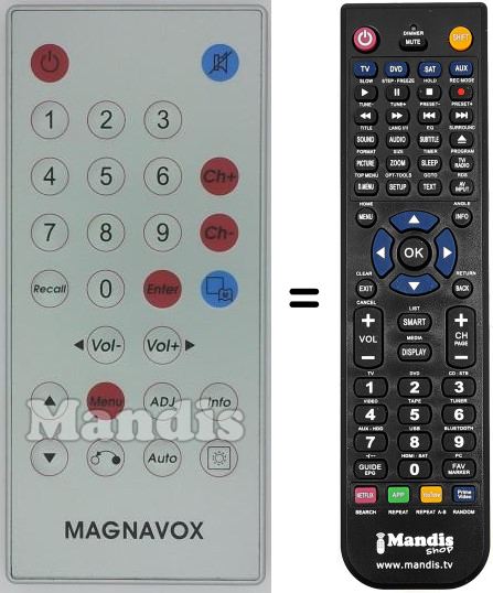 Gleichwertige Fernbedienung Magnavox drmct007t8