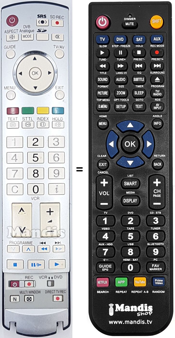 Gleichwertige Fernbedienung Panasonic N2QAYB000050