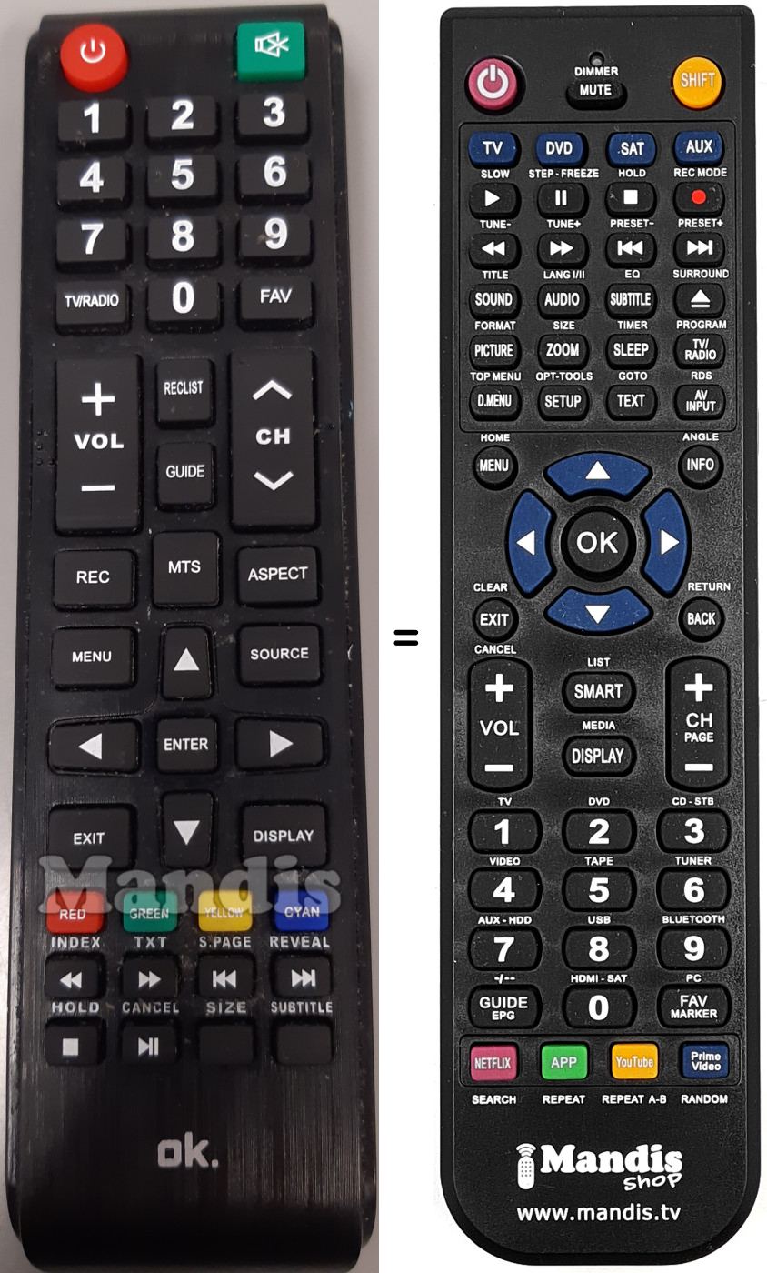 Télécommande équivalente ODL40673FNSB-2