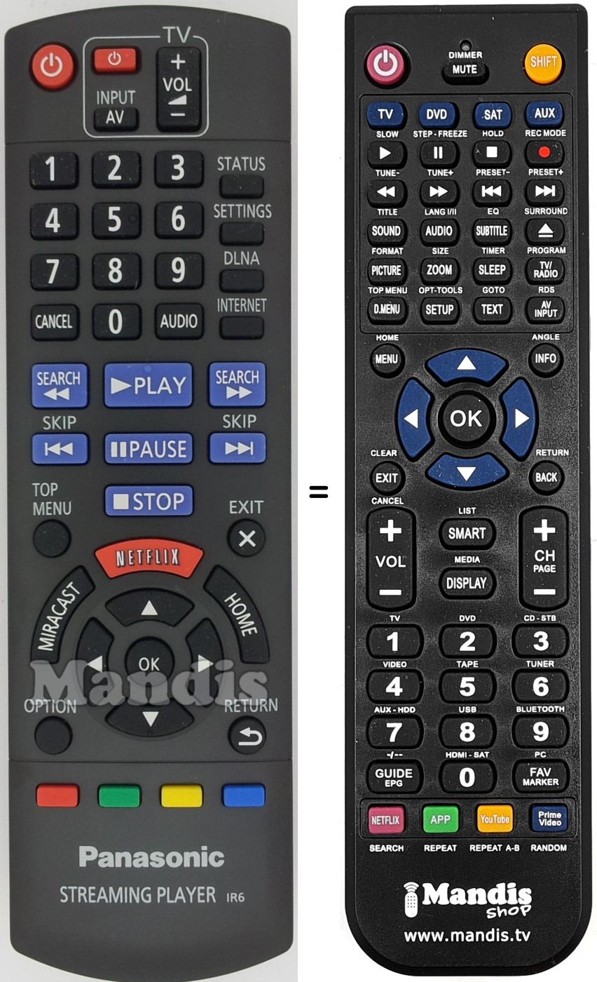 Gleichwertige Fernbedienung Panasonic N2QAYB000886