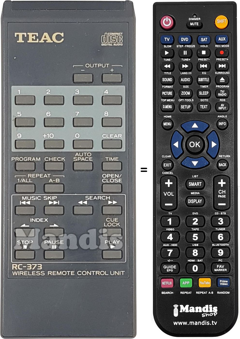 Gleichwertige Fernbedienung RC-373