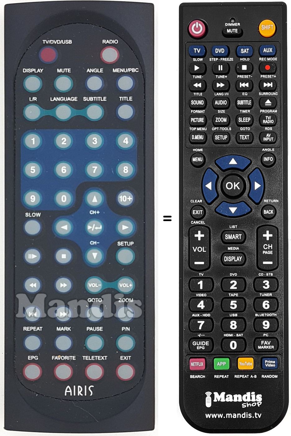 Télécommande équivalente REMCON1598