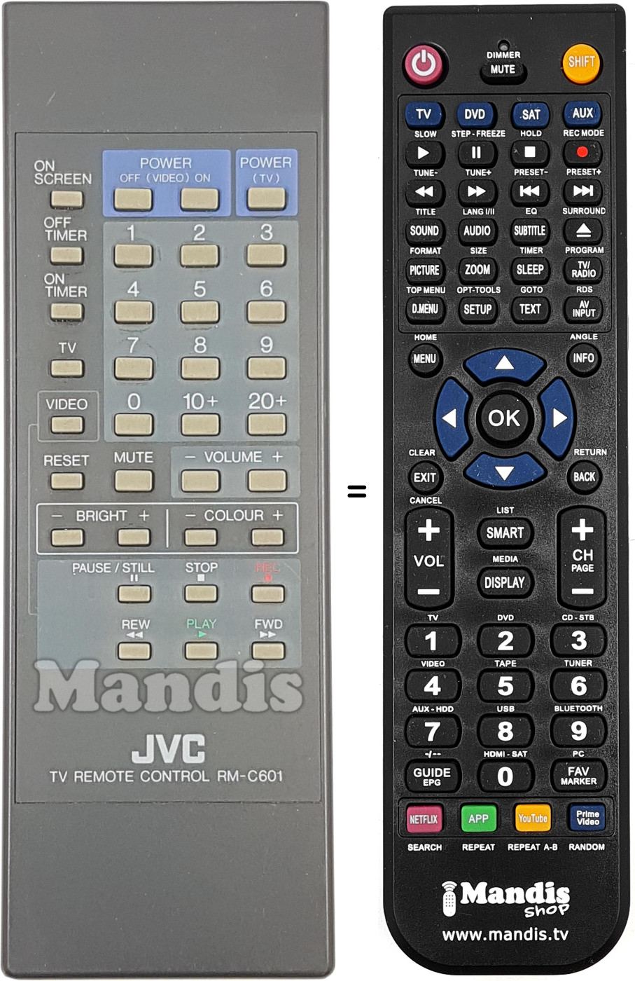 Gleichwertige Fernbedienung JVC RM-C601