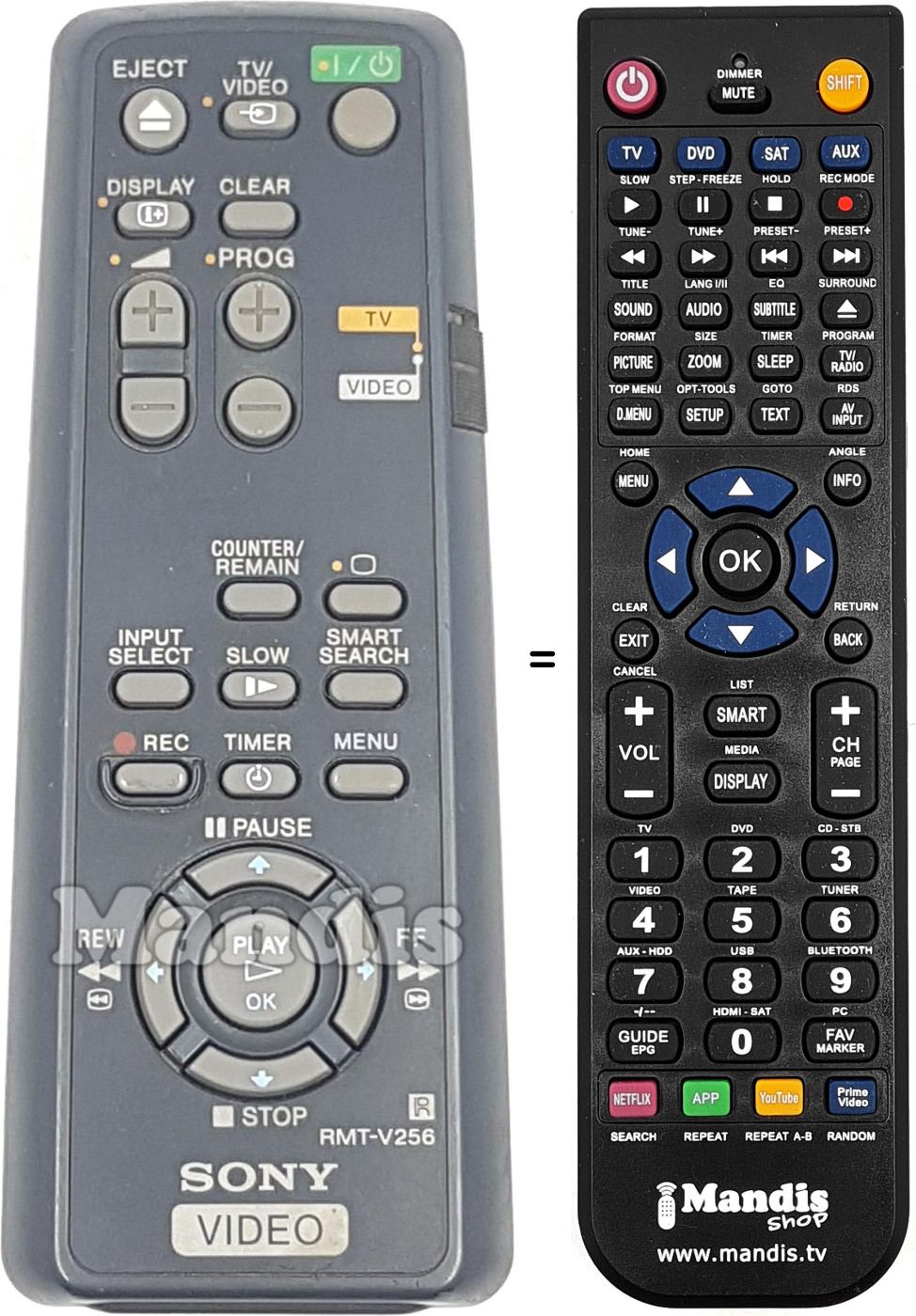 Télécommande équivalente RMT V256