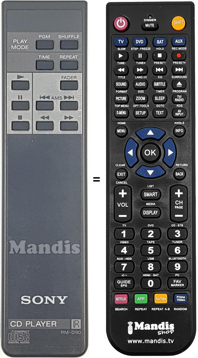 Télécommande équivalente RM D90