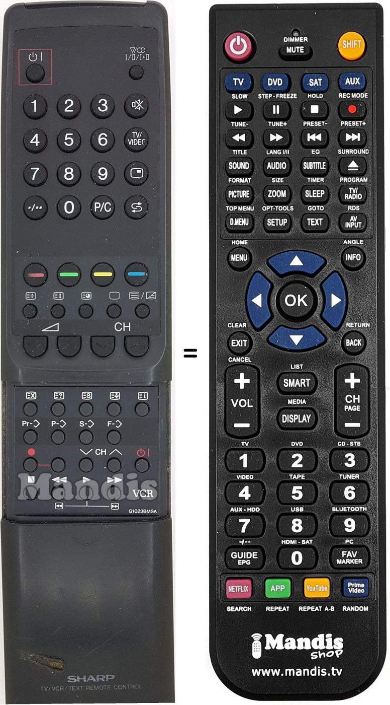 Télécommande équivalente Sharp RRMCG1023BMSA