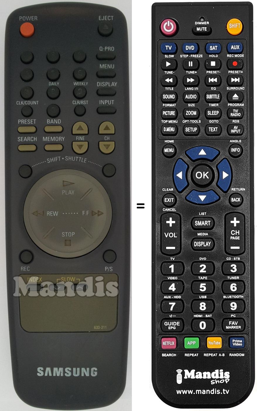 Replacement remote control Samsung 633 211