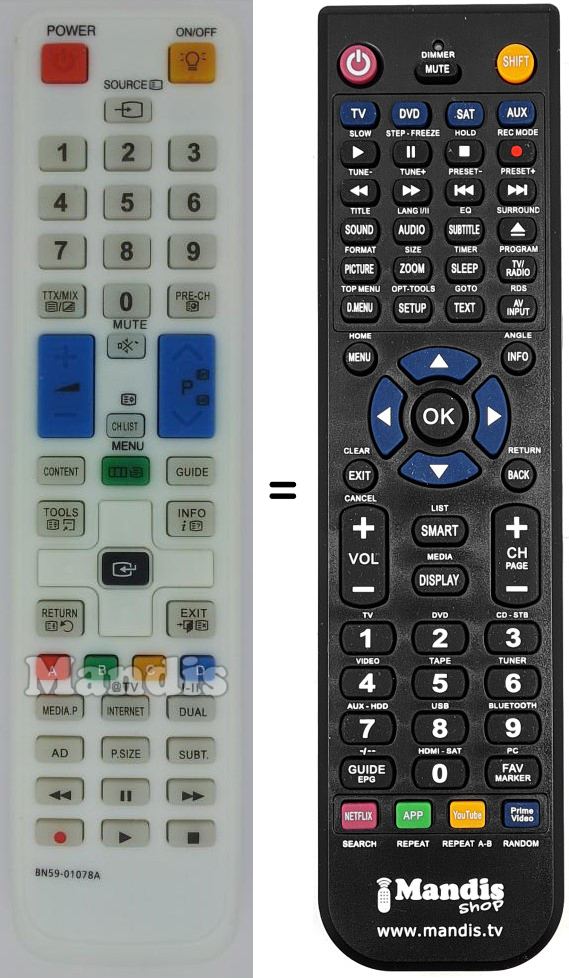 Télécommande équivalente Samsung BN59-01078A